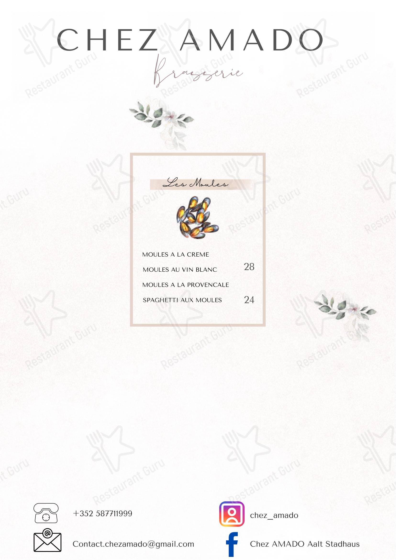 Chez Amado dans Differdange - Menu bar