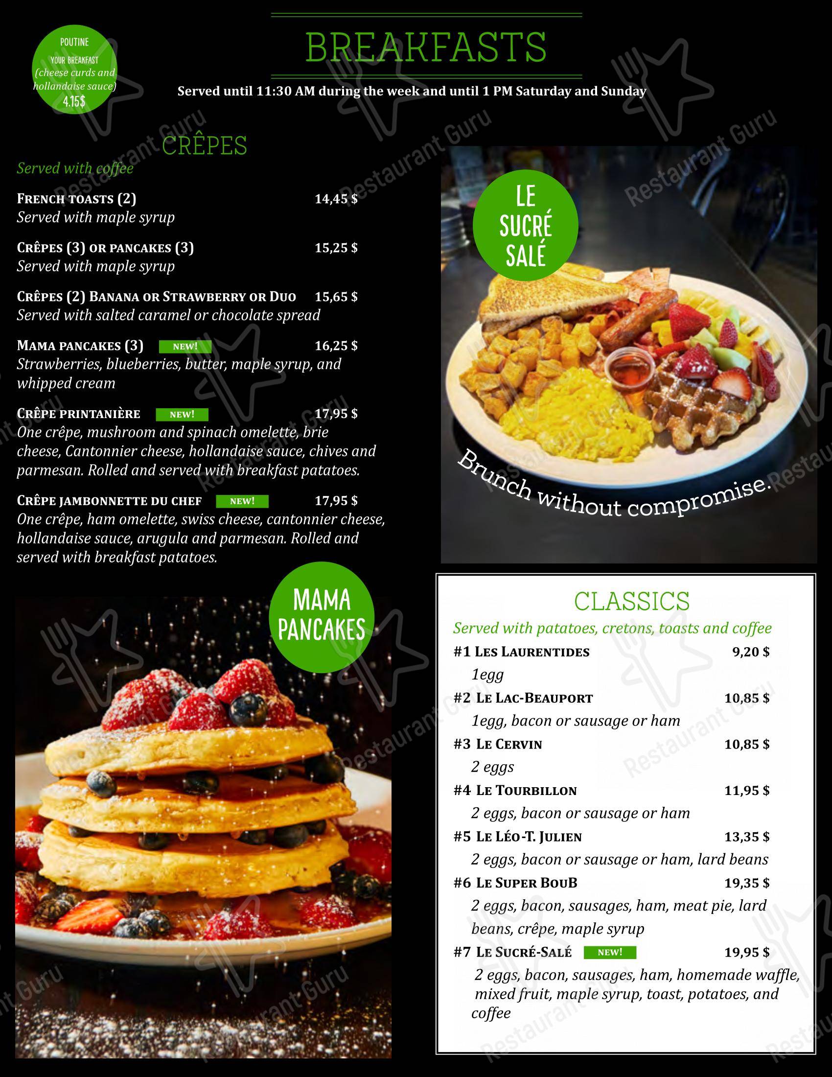 Menu bar pour Chez Boub pizzeria