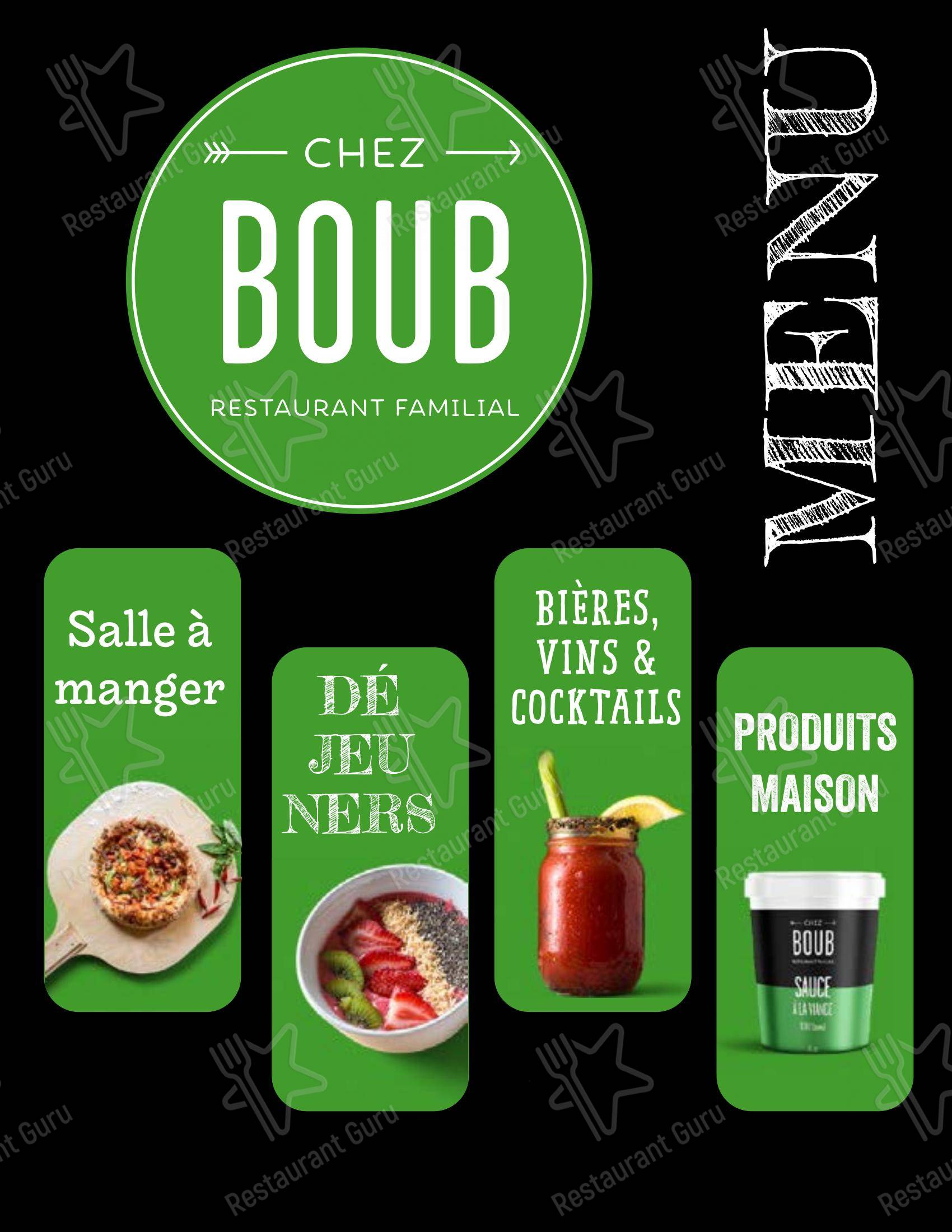 Chez Boub dans Québec - Menu