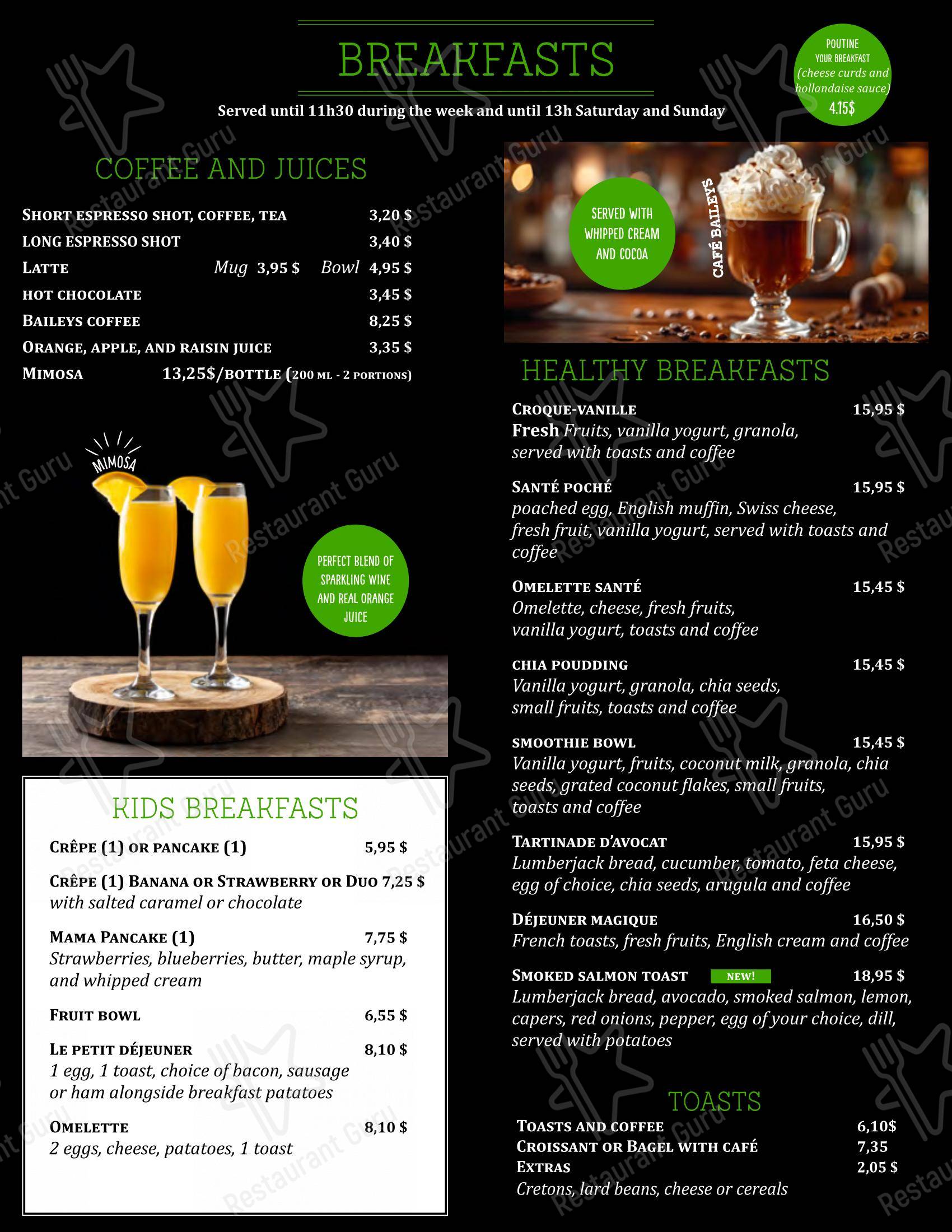 Menu pour Chez Boub - Menu bar