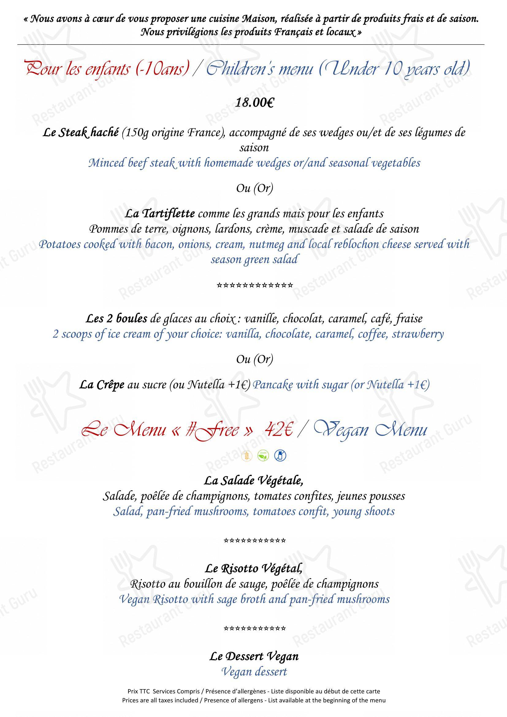 Chez Constant dans Chamonix-Mont-Blanc - Menu
