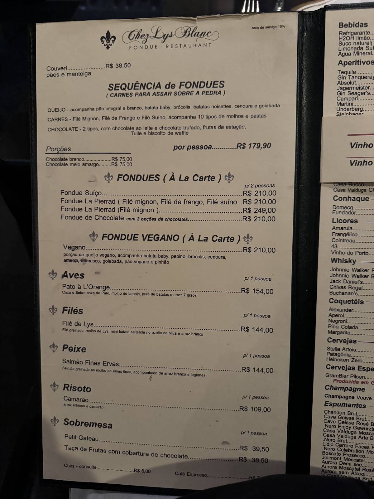 Chez Lys Blanc cardápio