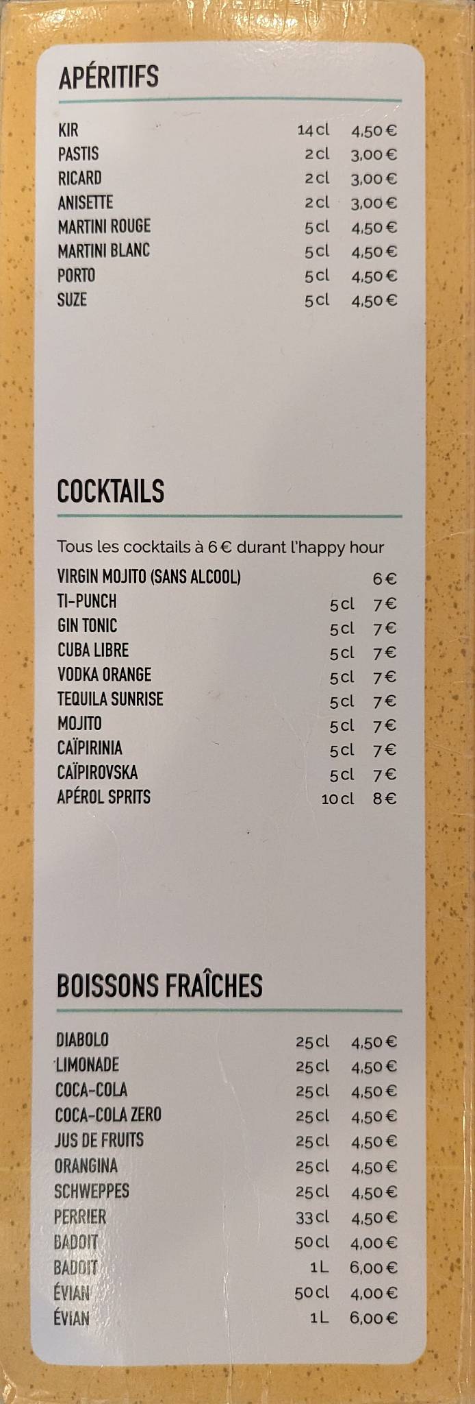 Menu de Chez Mamane