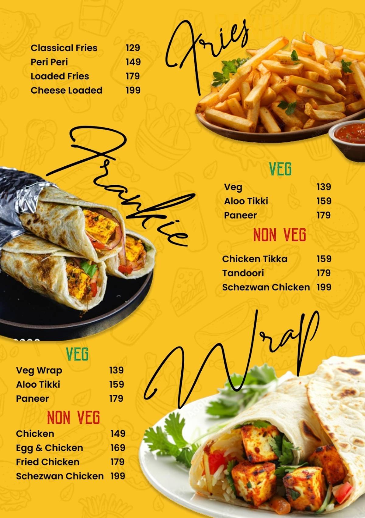 Chicky Chocos Cafe menu