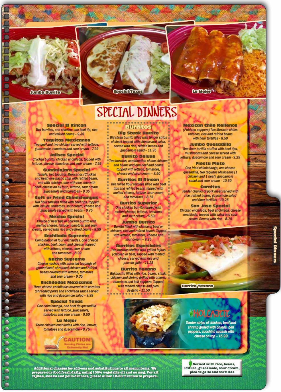 Menu at Chico Fiesta restaurant, Weirton