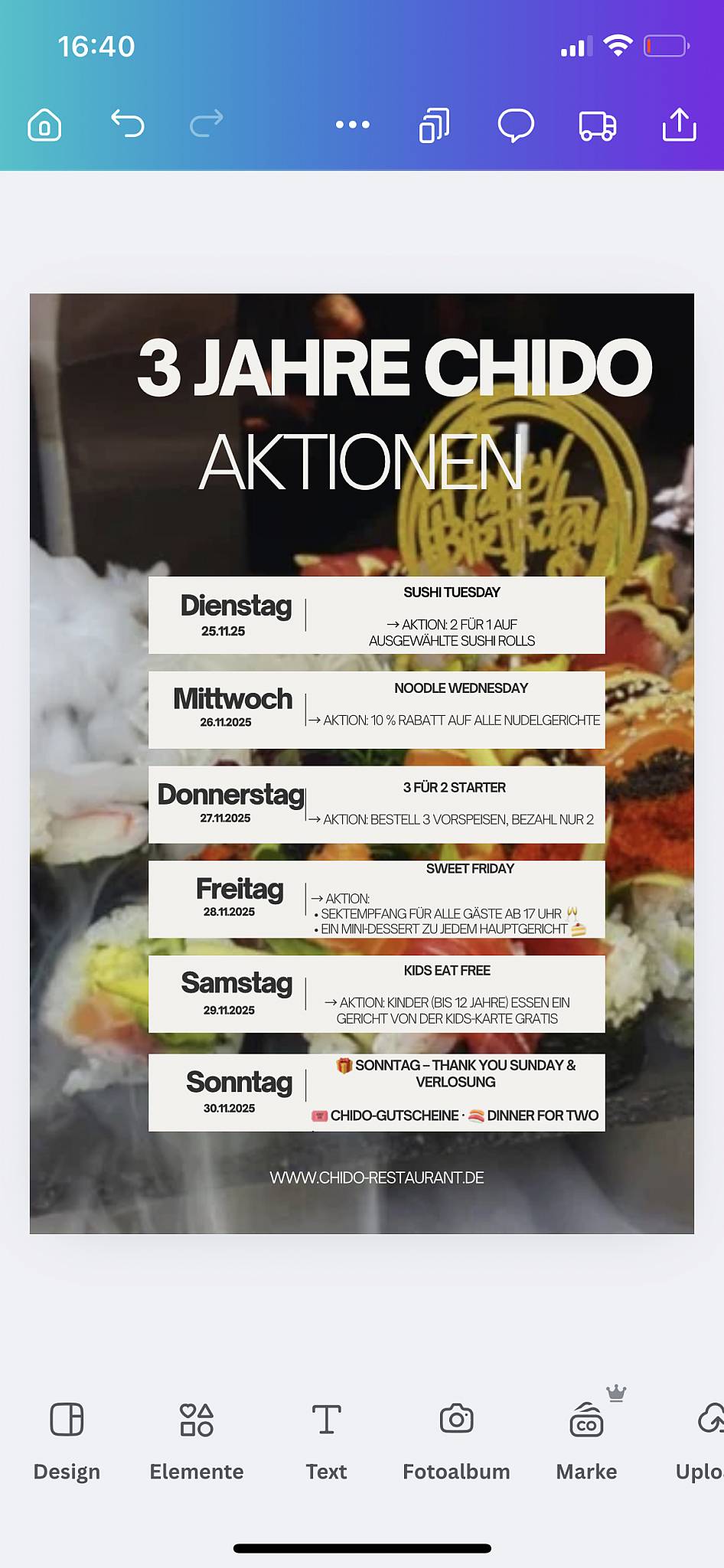 Menu de Chido Restaurant