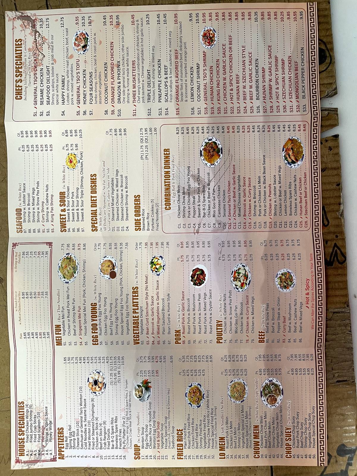 Menu at China King restaurant, Atlantic Beach