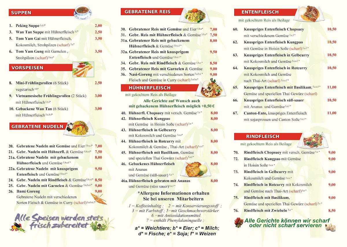 Speisekarte von China Restaurant Bubble Tea Bietigheim Bissingen