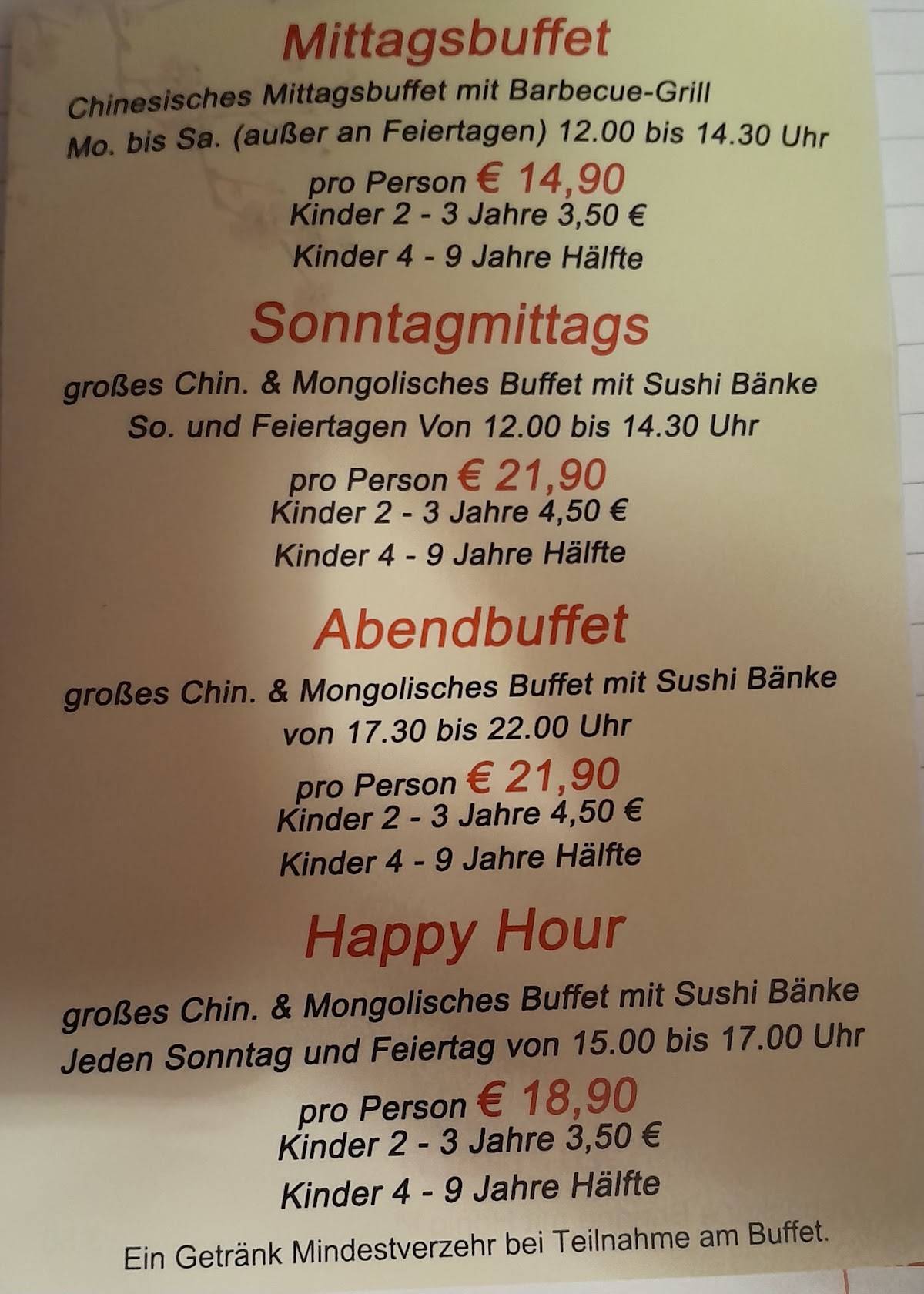 China Town Oberhausen Buffet Preise