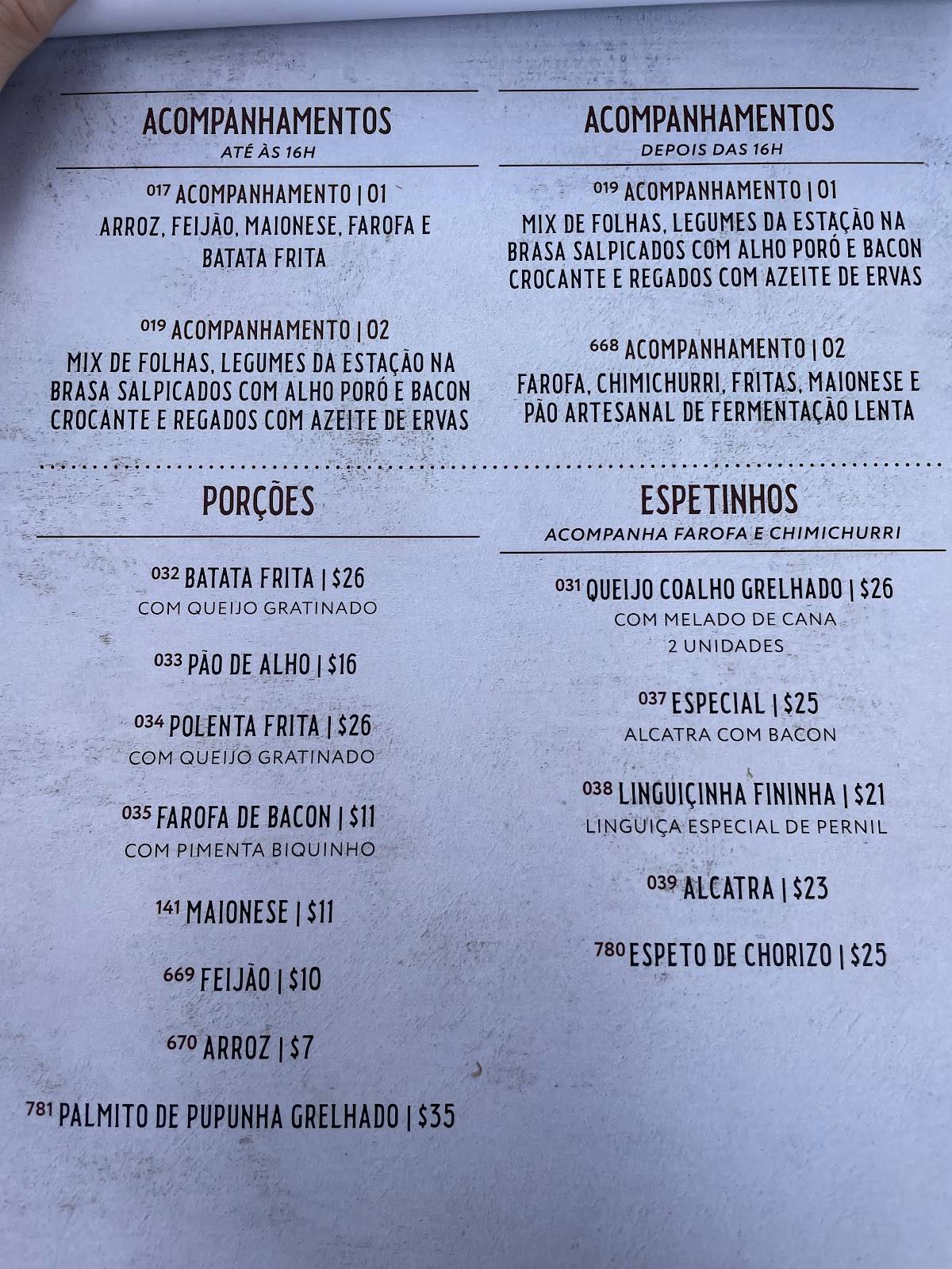 Chinchu - Bar e Parrilla cardápio