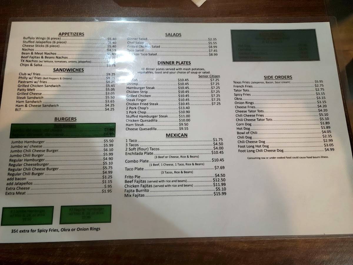 Menu at Chisum Tech Cafe, Lubbock, Slaton Rd