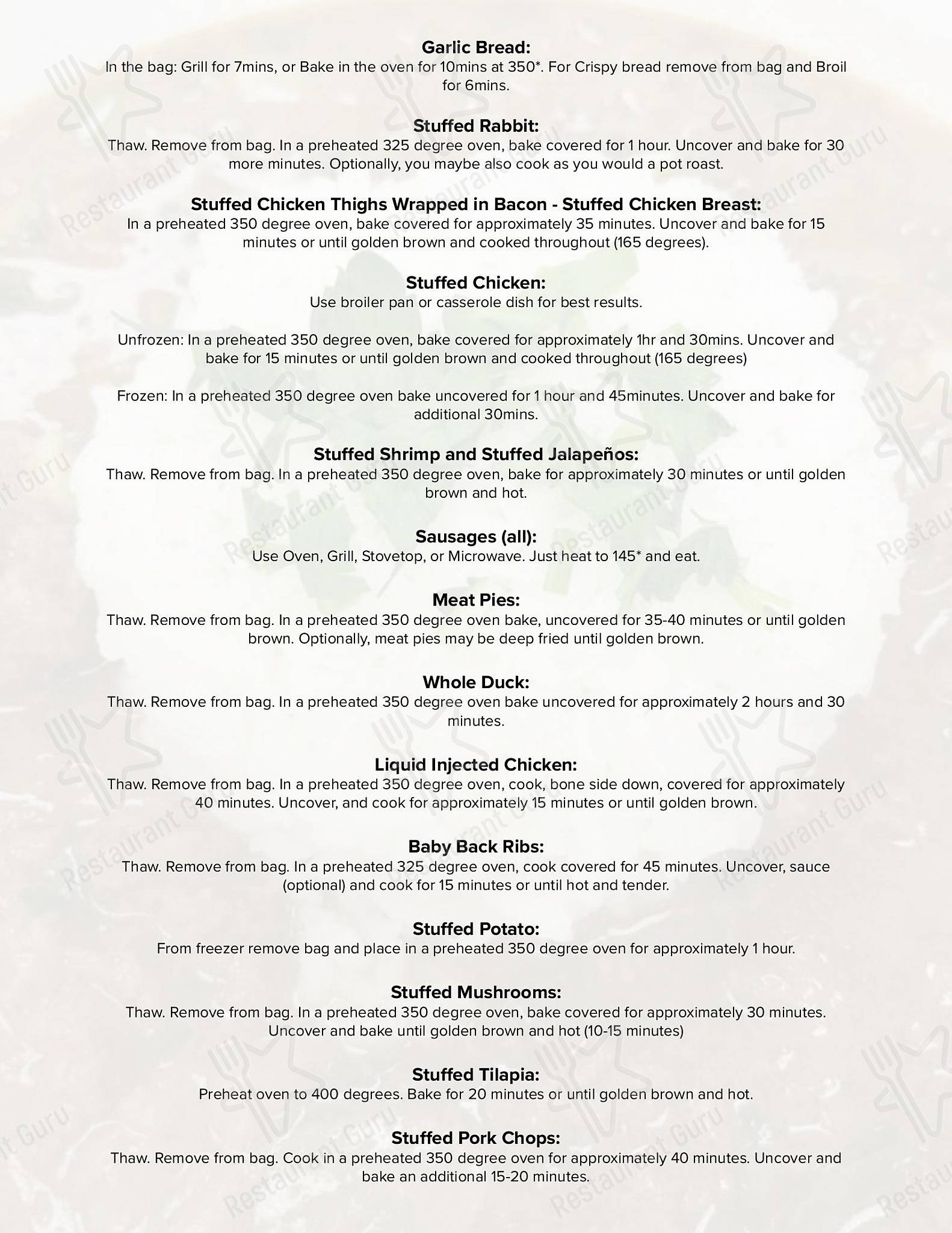 Menu at Chris' Specialty Meats restaurant, New Orleans