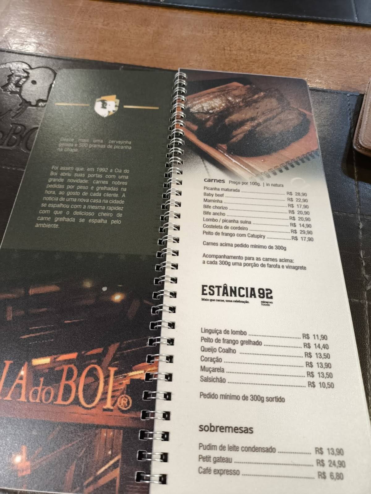Cia do Boi cardápio