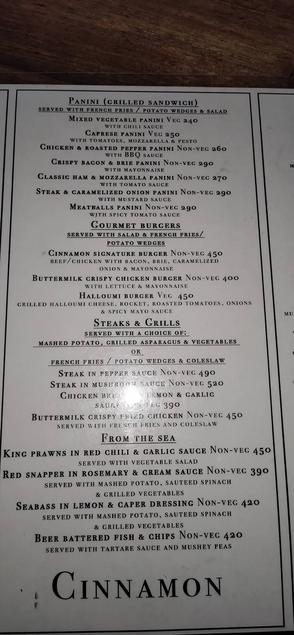 Menu at Cinnamon, Margao, Benaulim Beach Rd