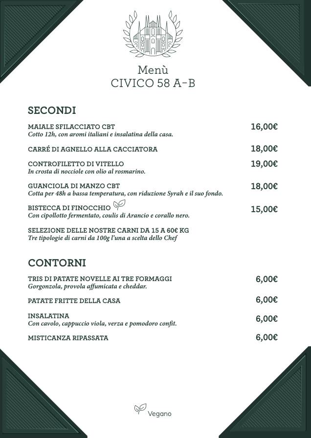 Menu di Civico58 A-B 