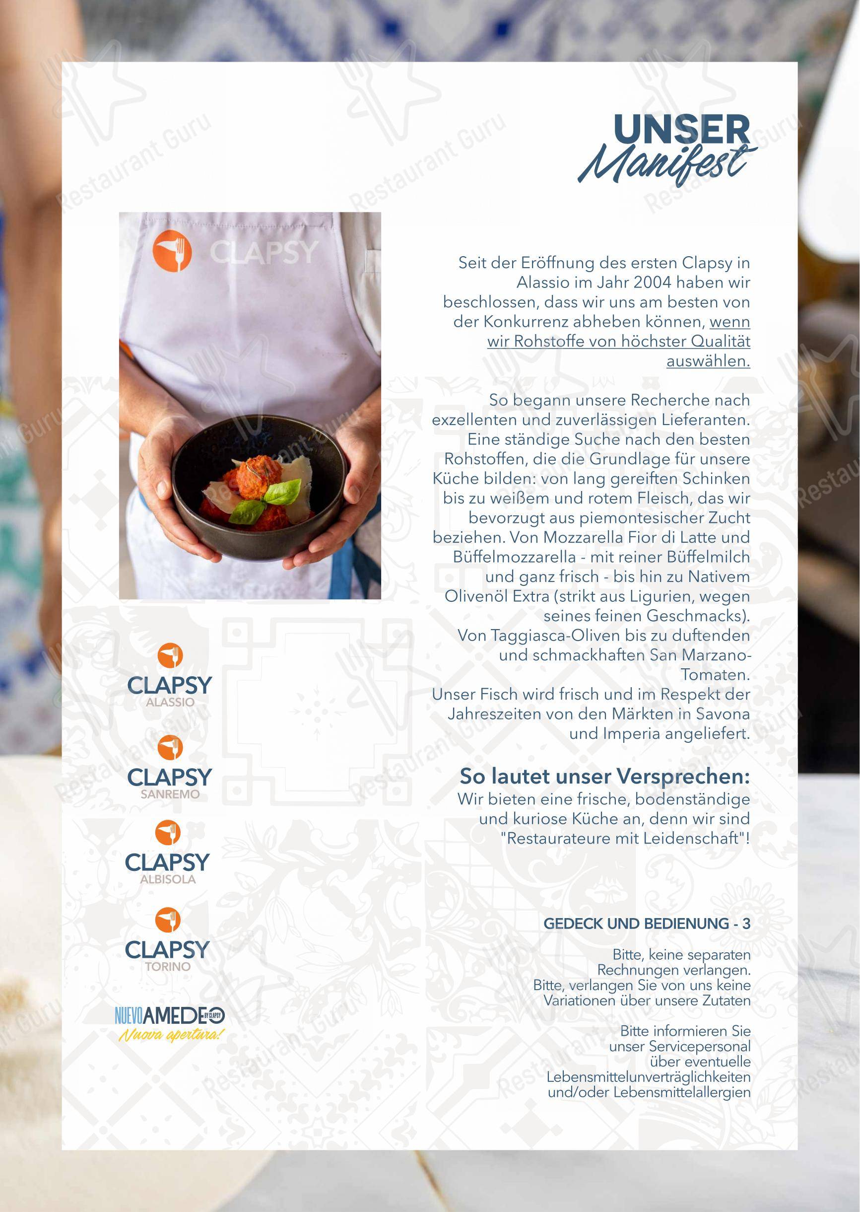 Основное меню per Clapsy Torino pizzeria