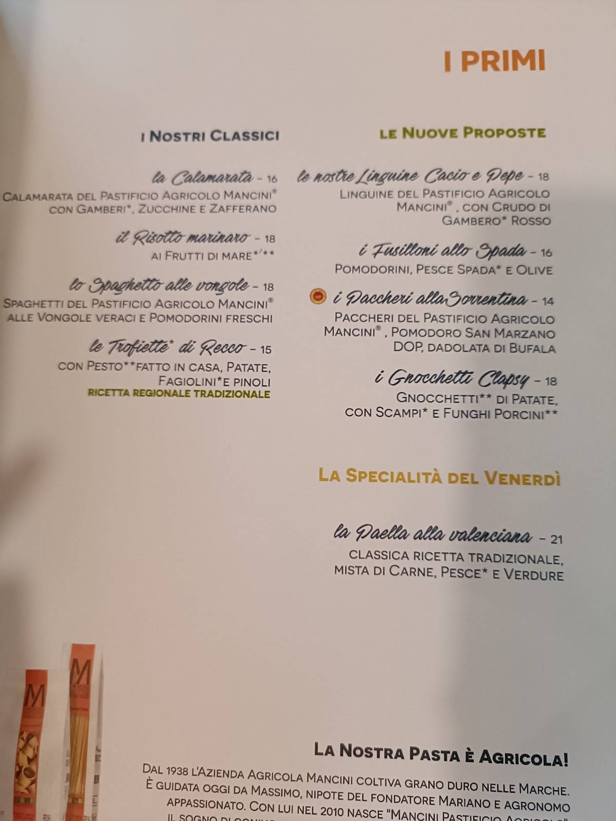 Menu di Clapsy Torino 
