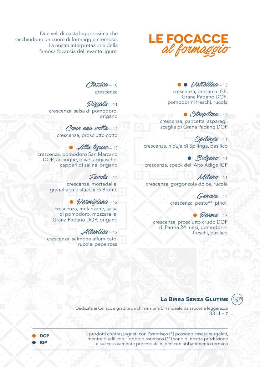 Menu di Clapsy Torino 