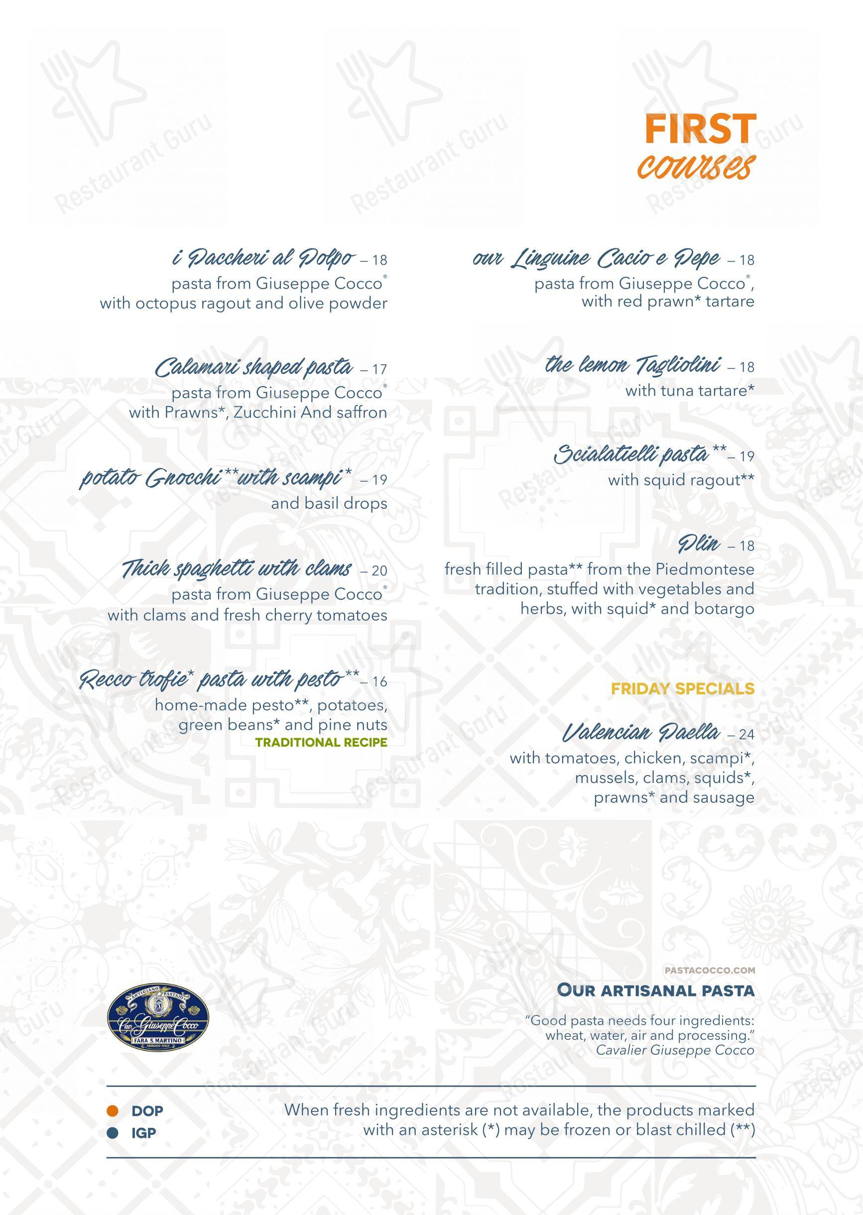 Menu di Clapsy Torino - Menu bar