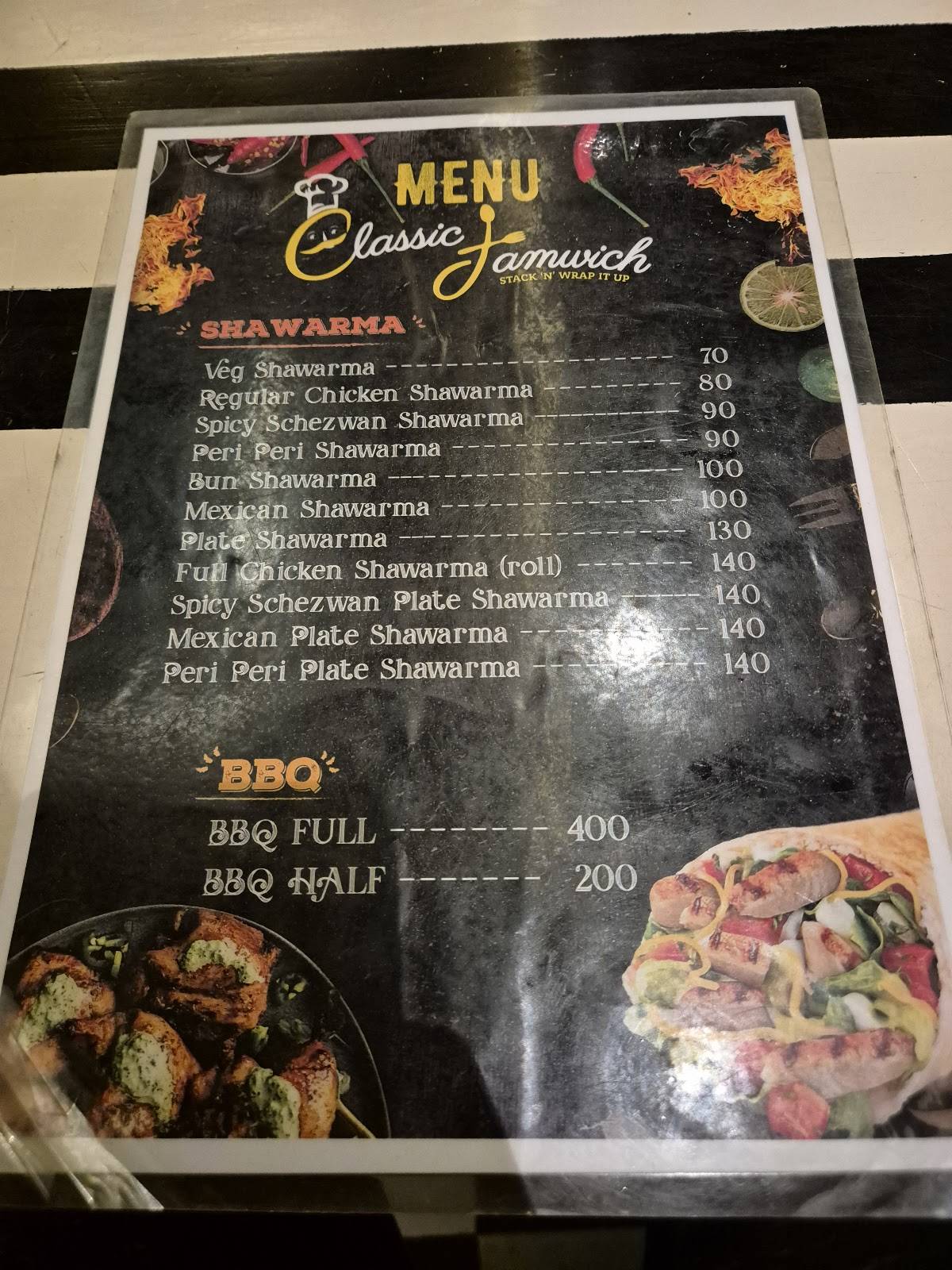 Classic Jamwich menu