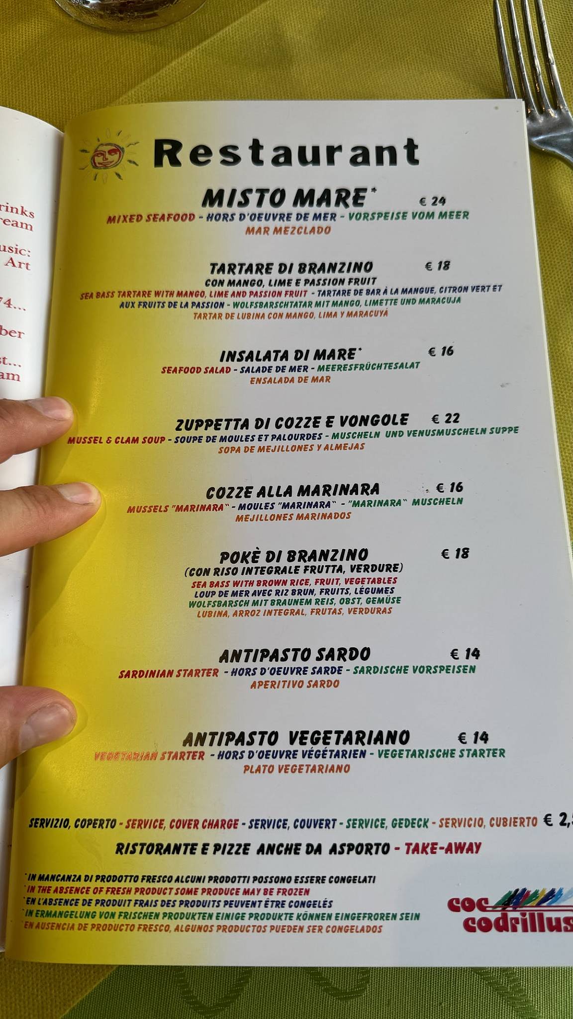Menu di Coccodrillus Pizza Restaurant 