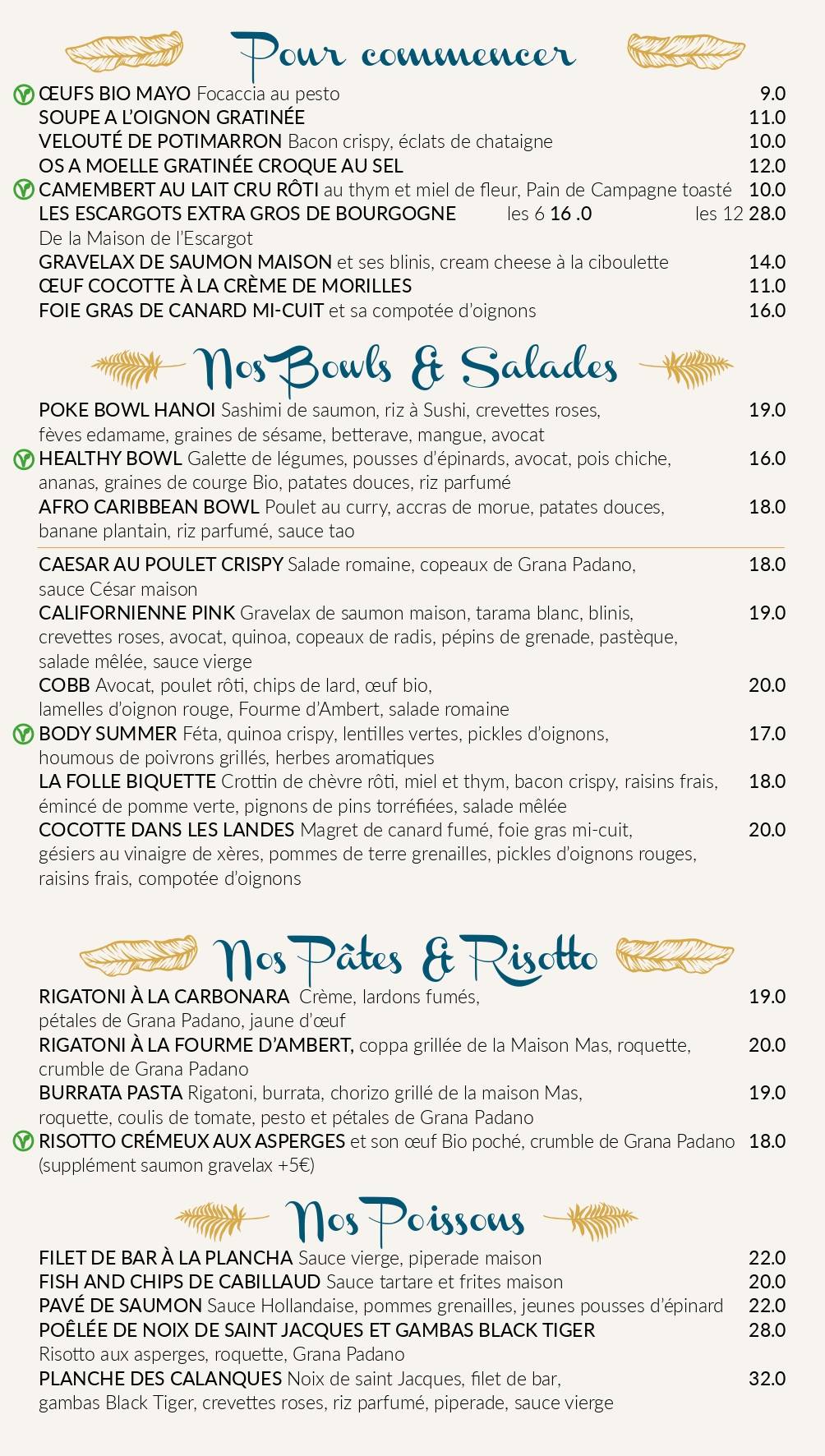 Menu de Cocotte