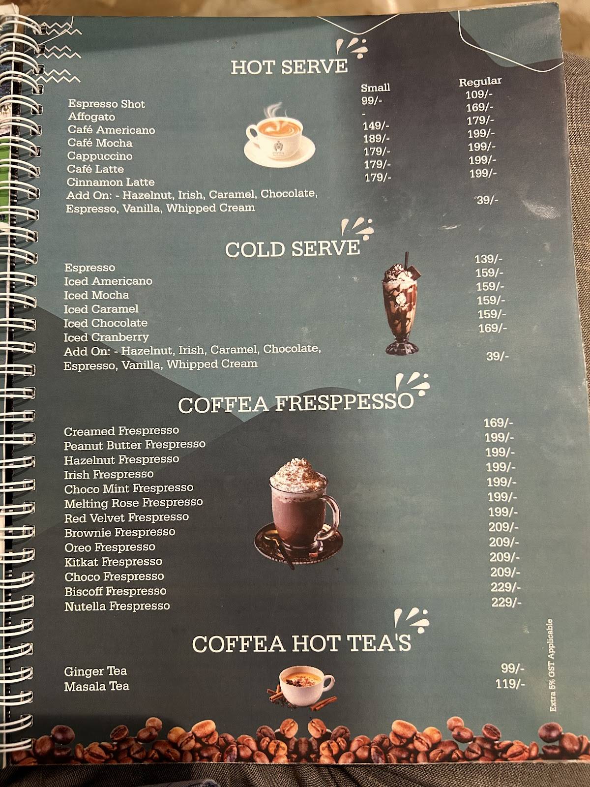 Coffea cafe - Coffee Cafe Near me in Bareilly Best Coffee Bar in Bareilly menu