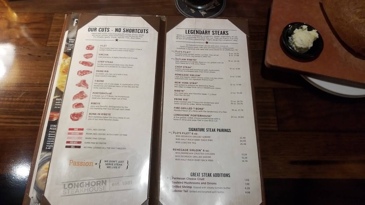 Menu At Longhorn Steakhouse Colorado Springs