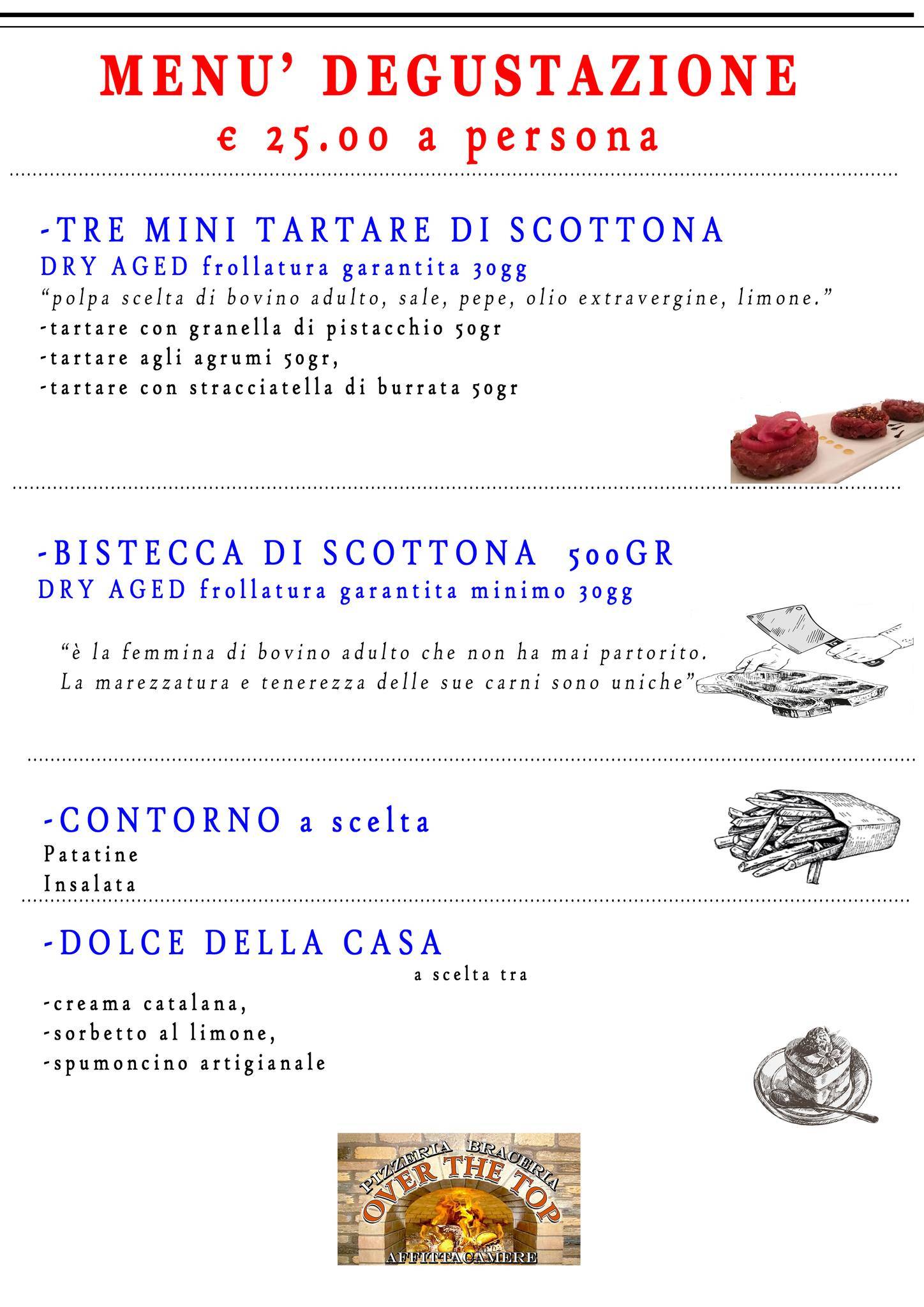 Menu di Over The Top Pizzeria Braceria 