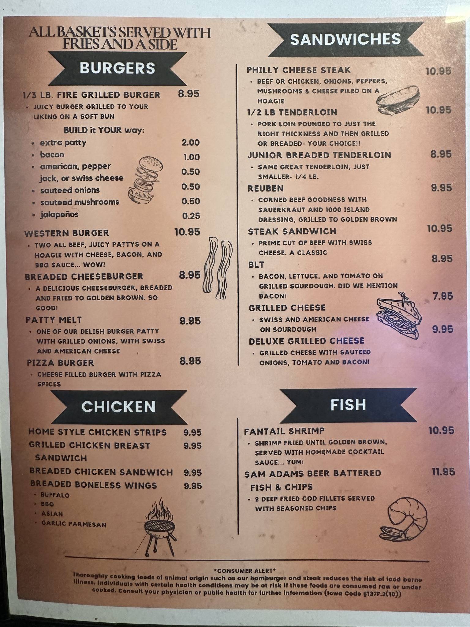 Menu at Copper Lantern restaurant, Sigourney