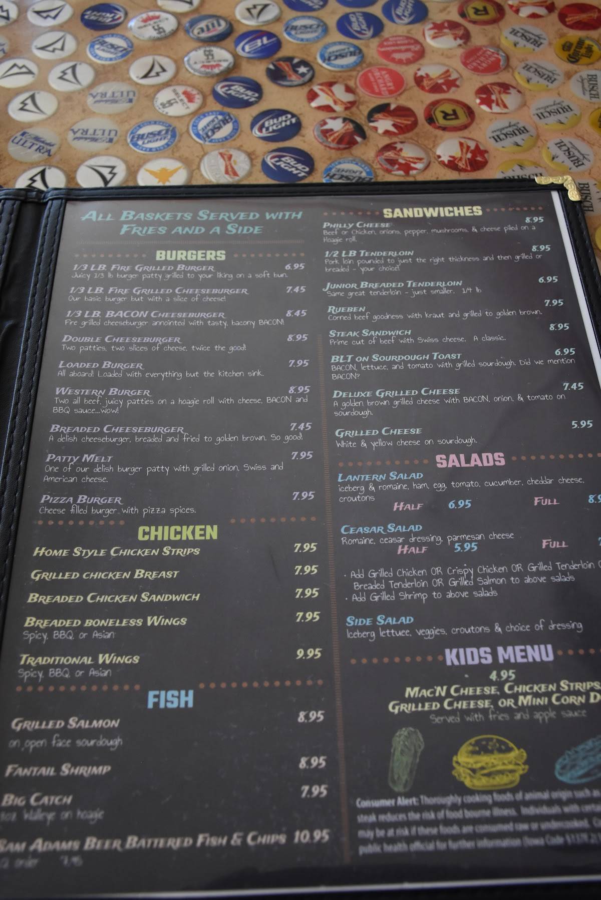 Menu at Copper Lantern restaurant, Sigourney