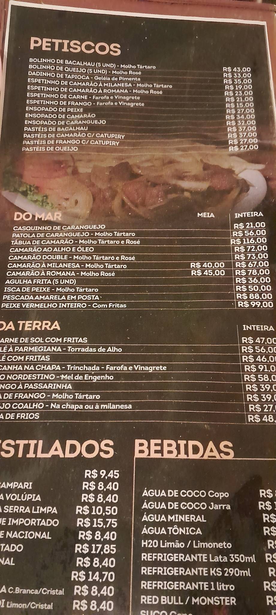 Corais Bar e Restaurante cardápio