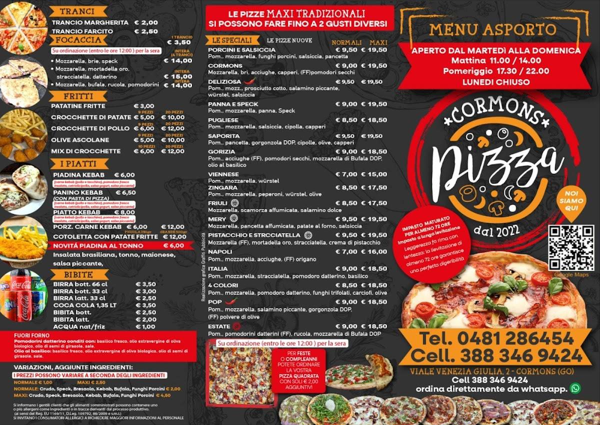 Menu di Cormonspizza 