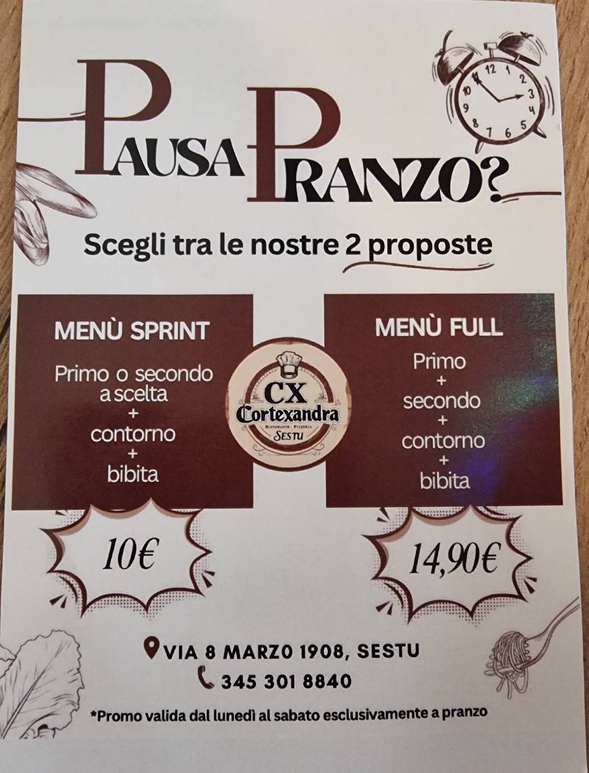 Menu di Cortexandra - Ristorante Pizzeria 
