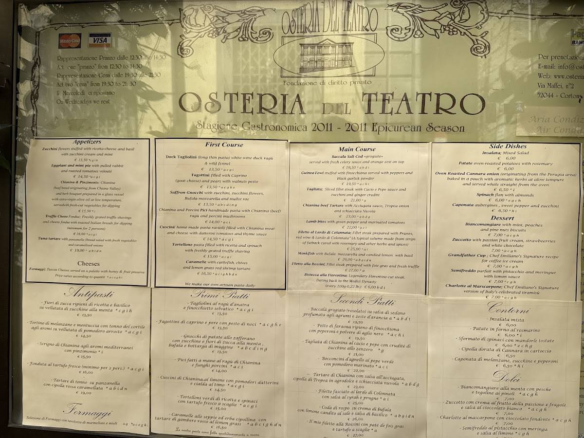 Menu di Osteria del Teatro 