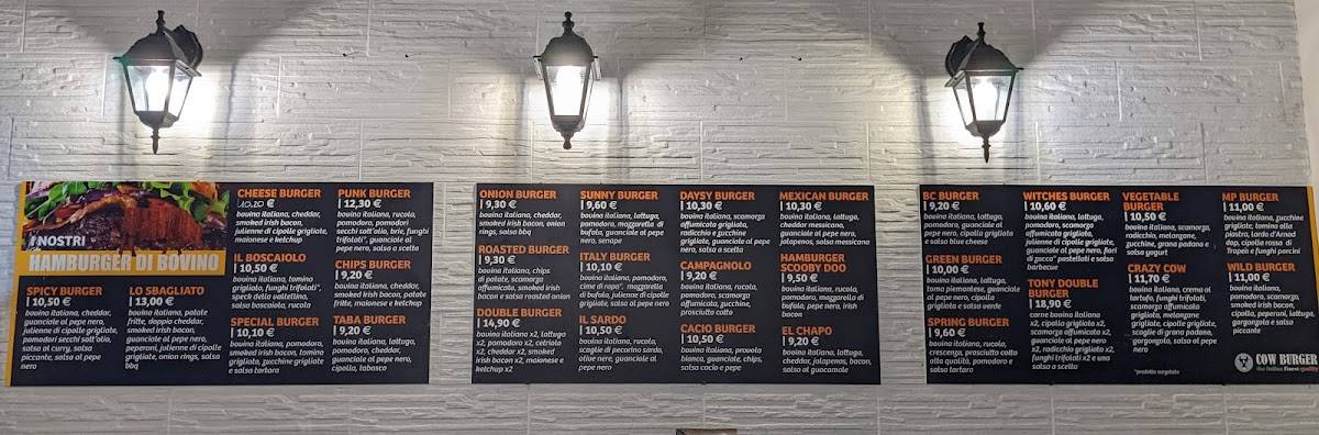 Menu di Cow Burger 