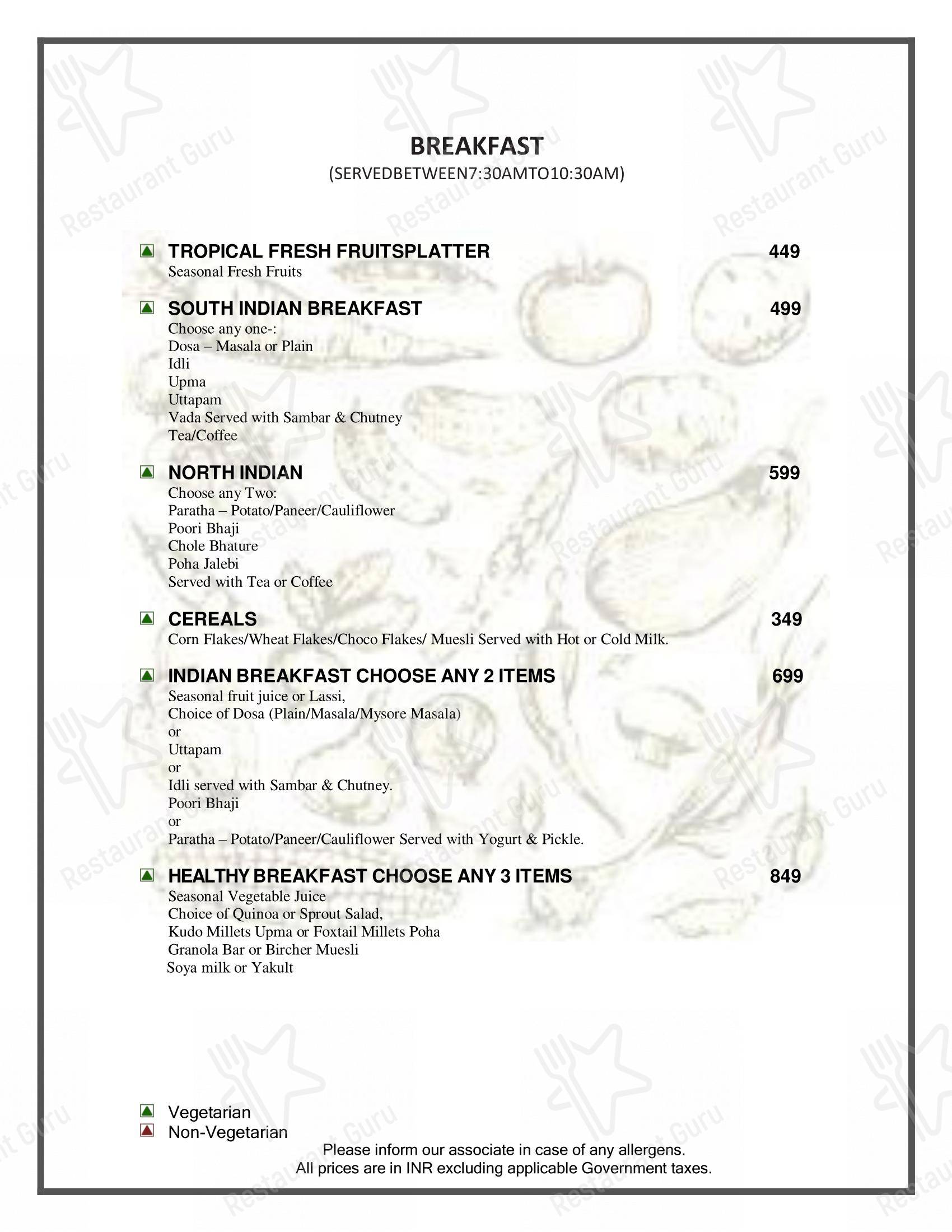 Ночное меню for the Cravings Coffee Shop restaurant