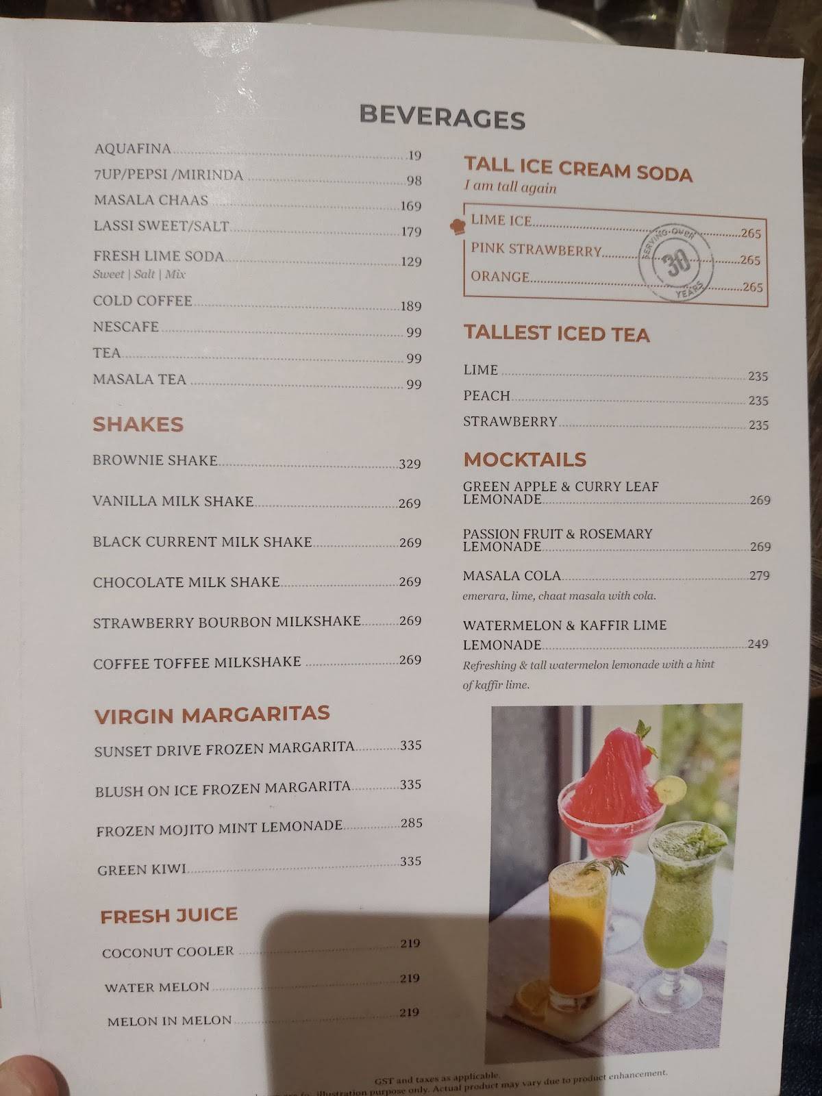 Cream Centre menu