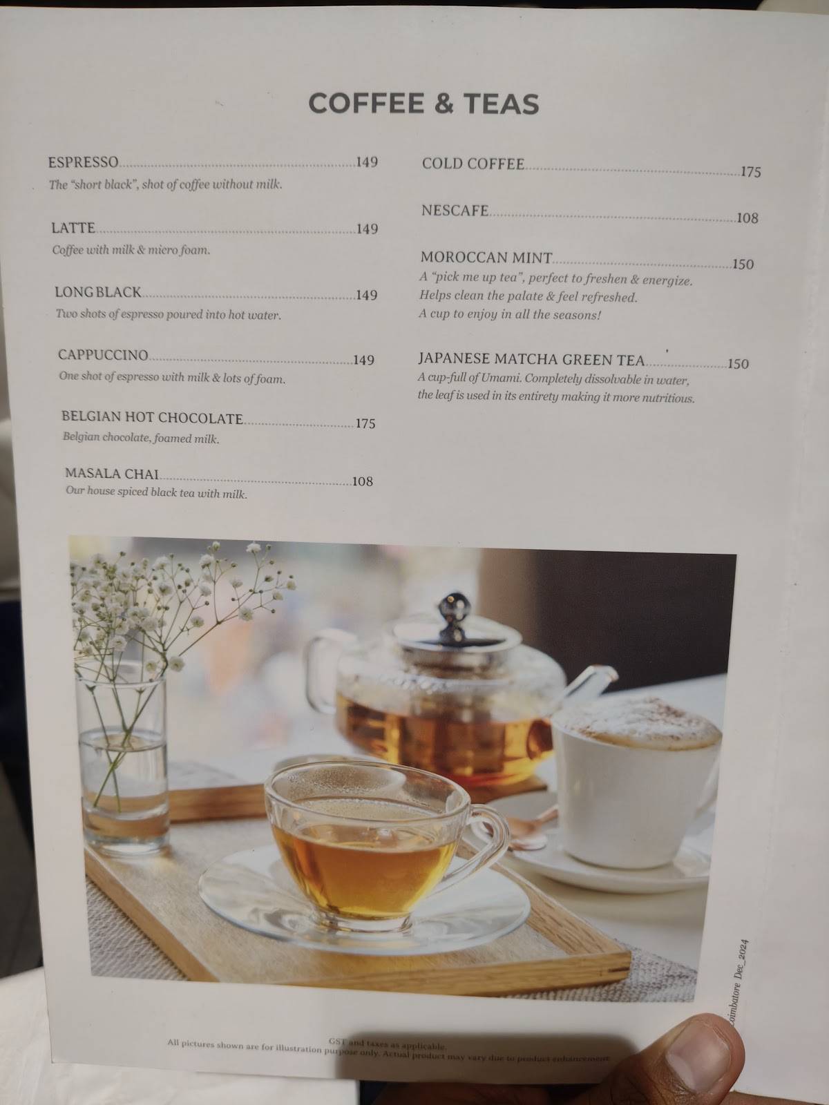 Cream Centre menu