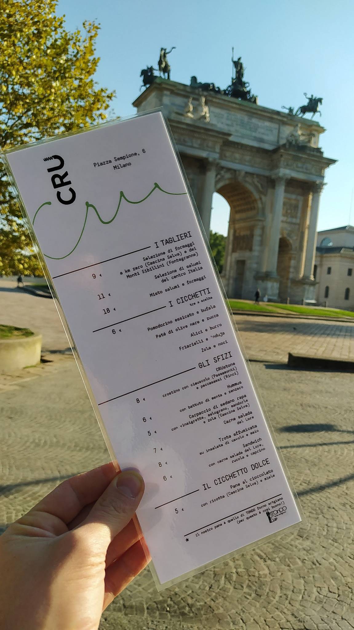 Menu di Cru Arco 