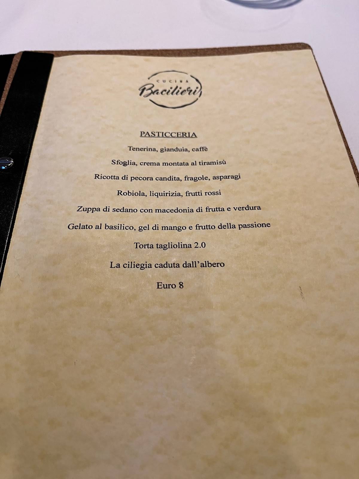 Menu di Cucina Bacilieri 