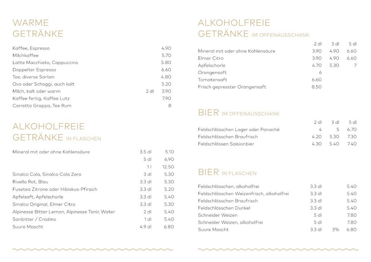 Menu di Cucina Niederdorf 