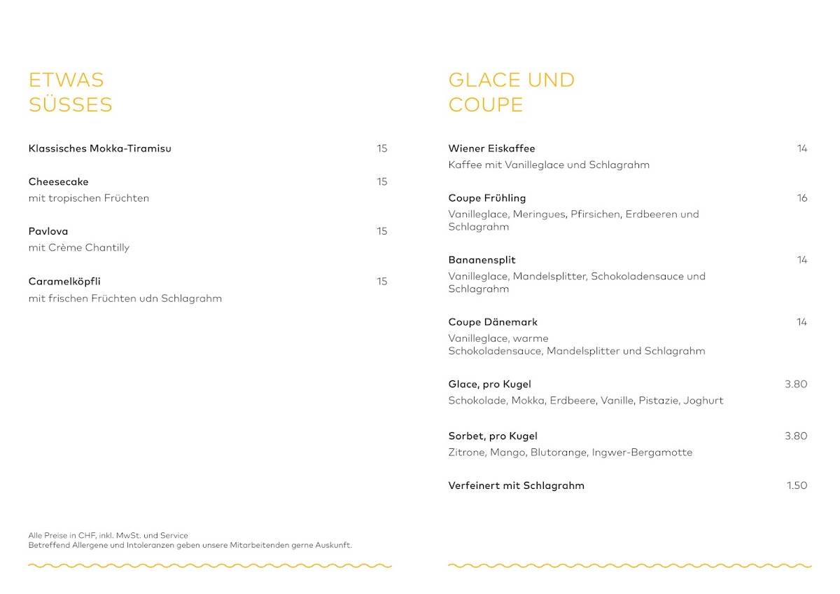 Menu di Cucina Niederdorf 