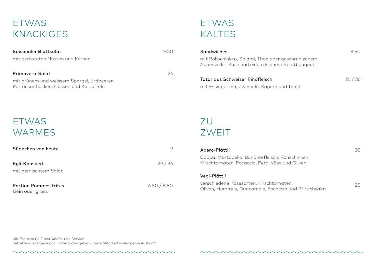 Menu di Cucina Niederdorf 