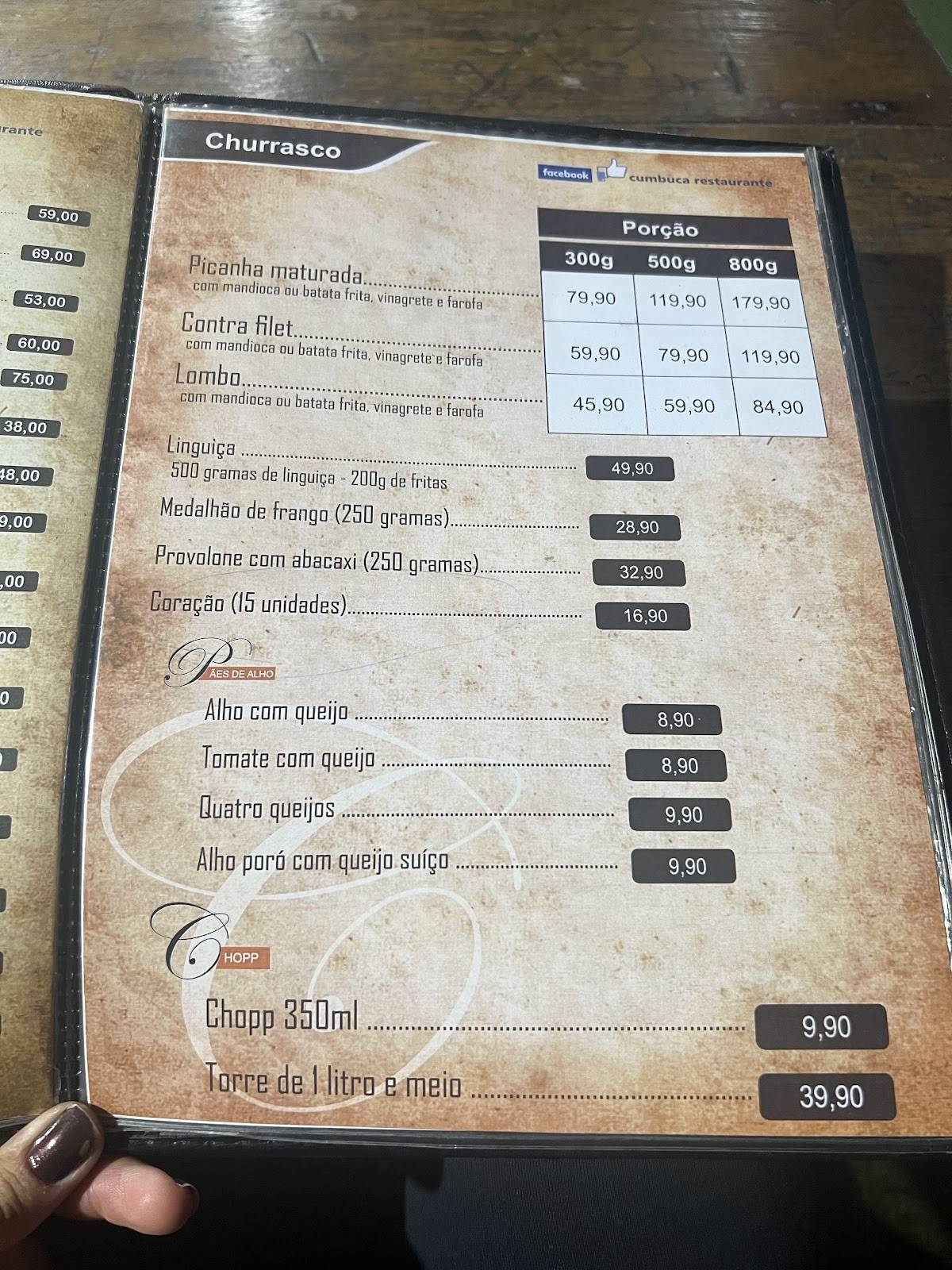 Cumbuca Restaurante e Pizzaria cardápio