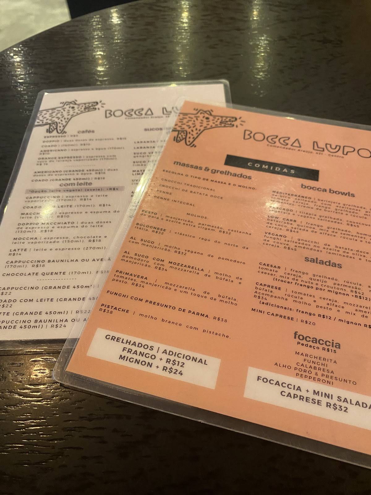 Bocca Lupo Focacceria e Caffé cardápio