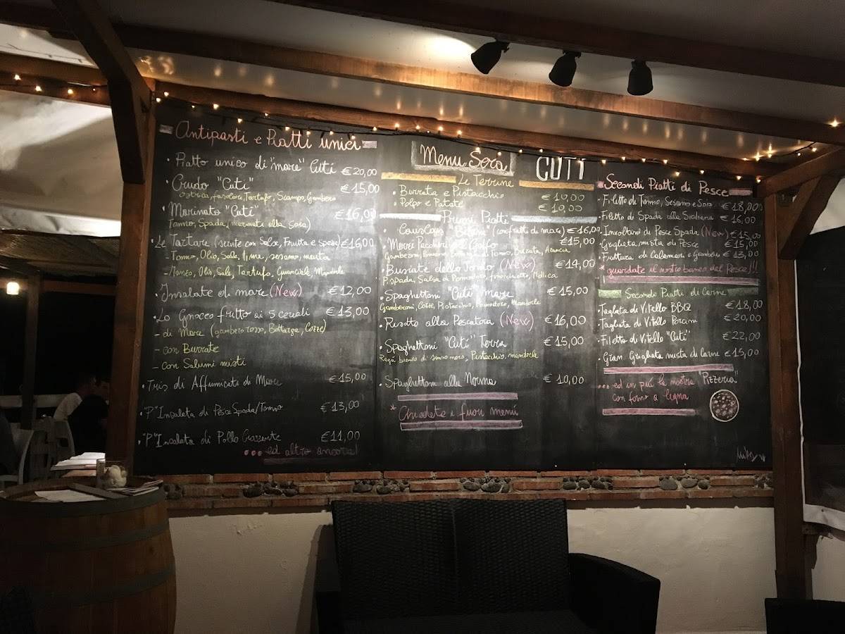 Menu di Cutì Ristorante Pizzeria American Bar 