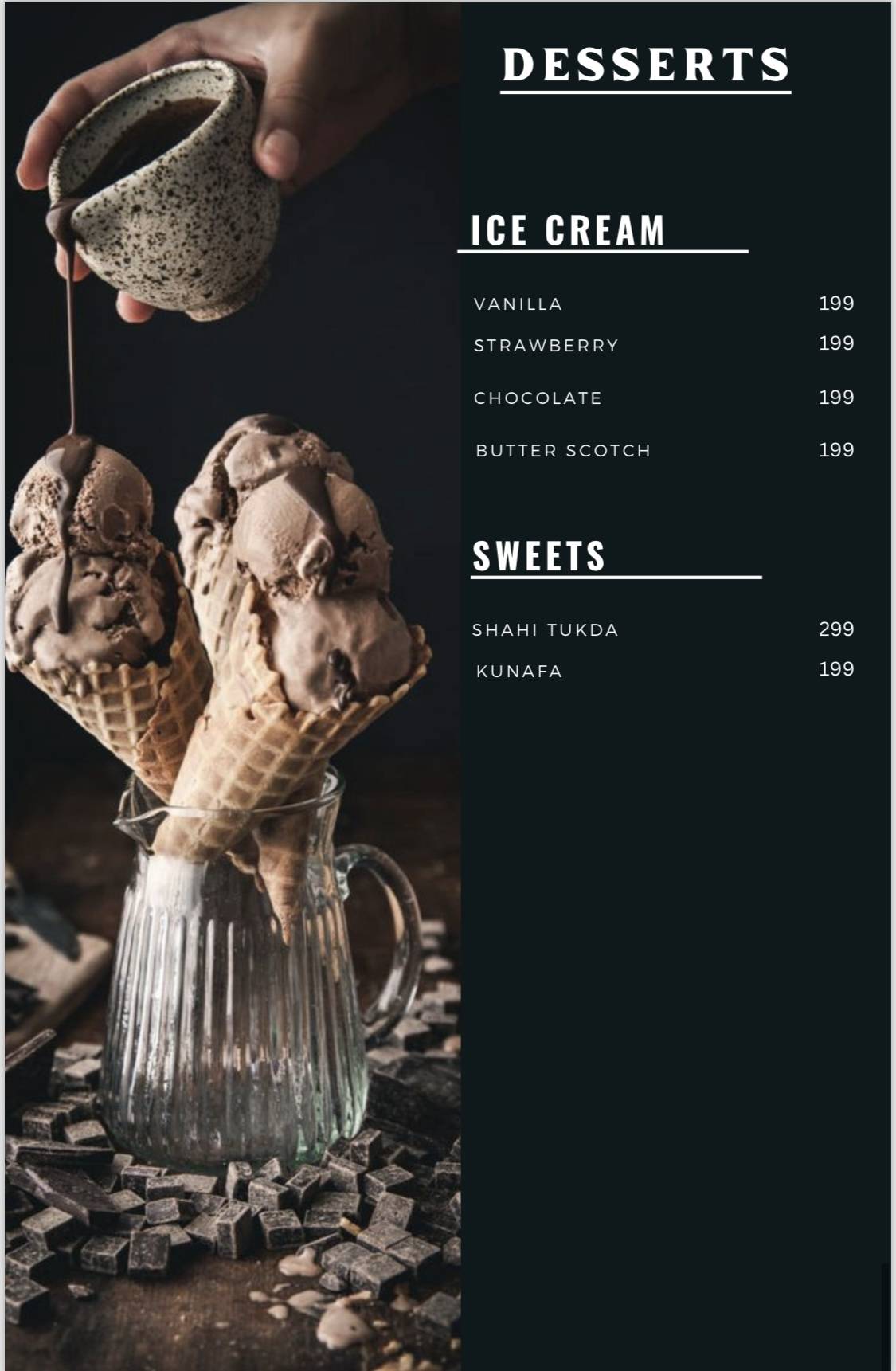 DERA RESTAURANT menu