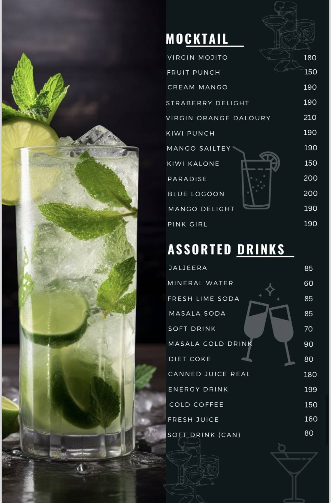 DERA RESTAURANT menu
