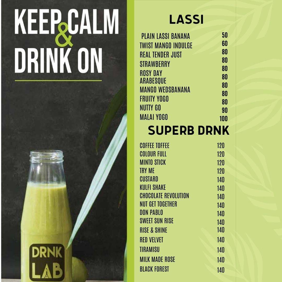 DRNK LAB MOODABIDRI menu